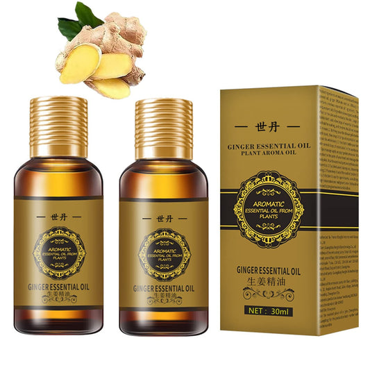 2PC (60ml) Belly Drainage Ginger Oil Slimming Tummy Ginger Oil Ginger Oil Lymphatic Drainage Massage Ginger Essential Oil Care for Skin