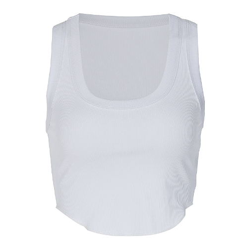 Irregular Curved Hem Stretch Sports Undershirt for Girls