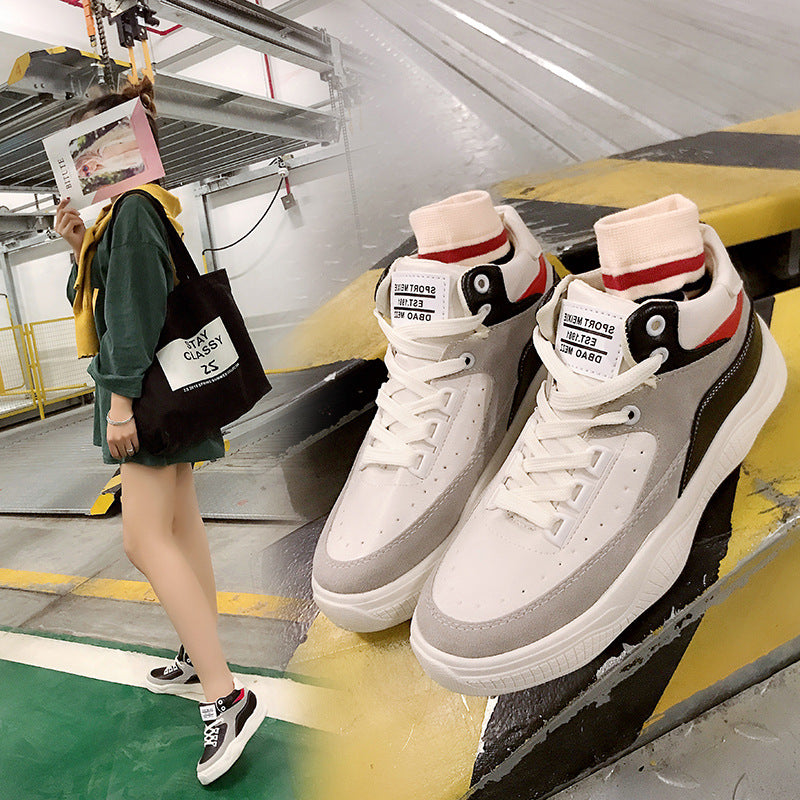 Trendy High-Top Women's Sneakers with Fur Lining