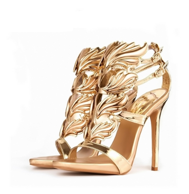 Leaf Women's Shoes with Colorful Wing Design and Rhinestones