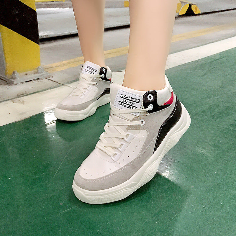 Trendy High-Top Women's Sneakers with Fur Lining