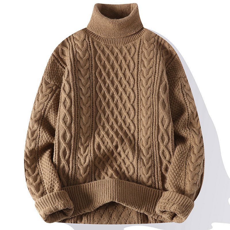 Vintage Jacquard Thick Turtleneck Sweater for Men