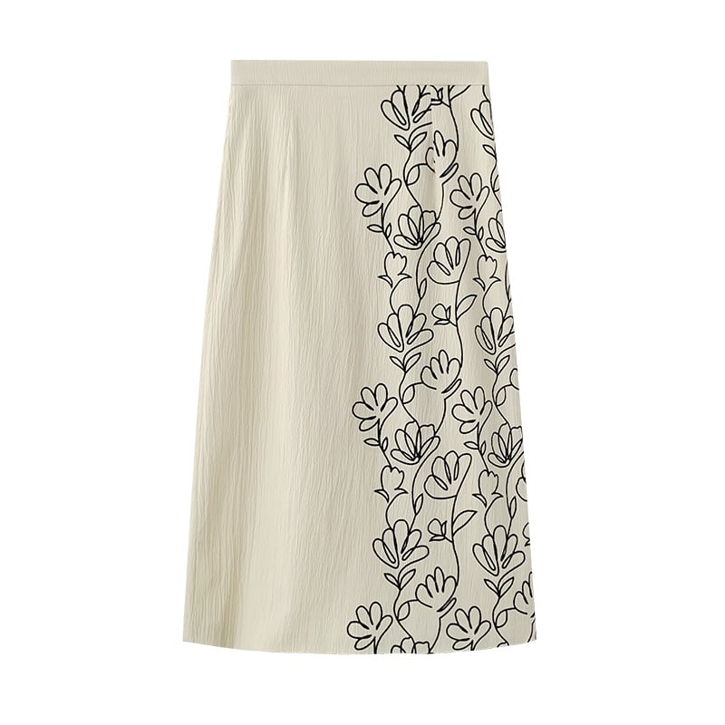 Sweet Flower Pattern Straight Skirt for Spring Summer