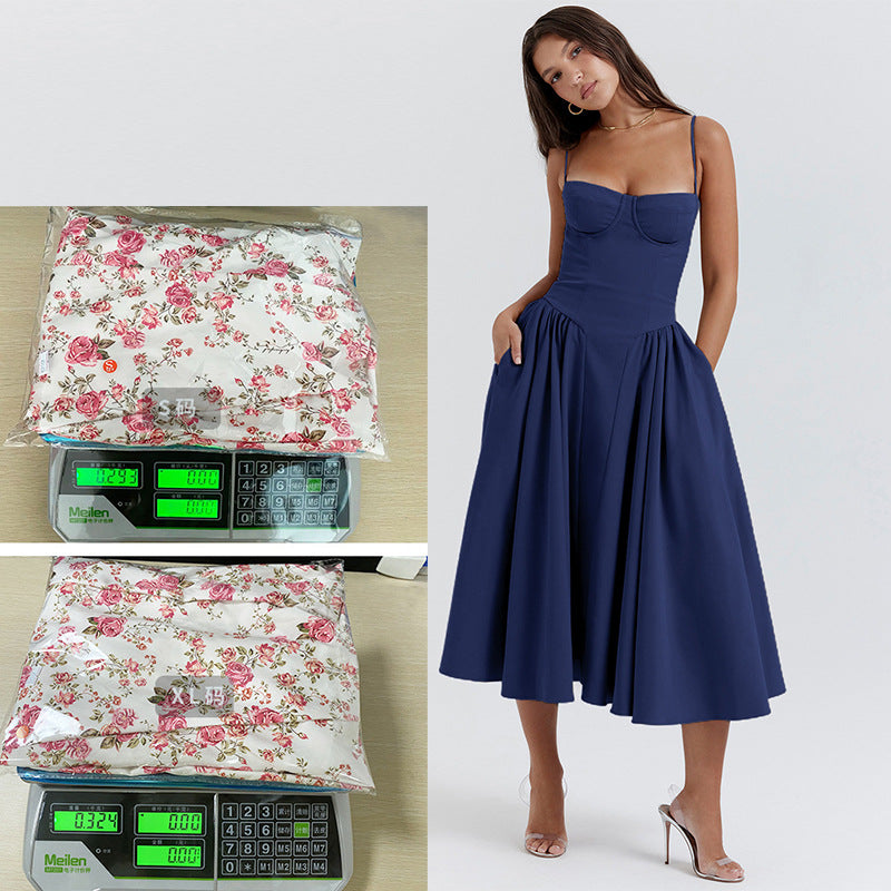Summer Amazon French Vintage Long Dress with Straps