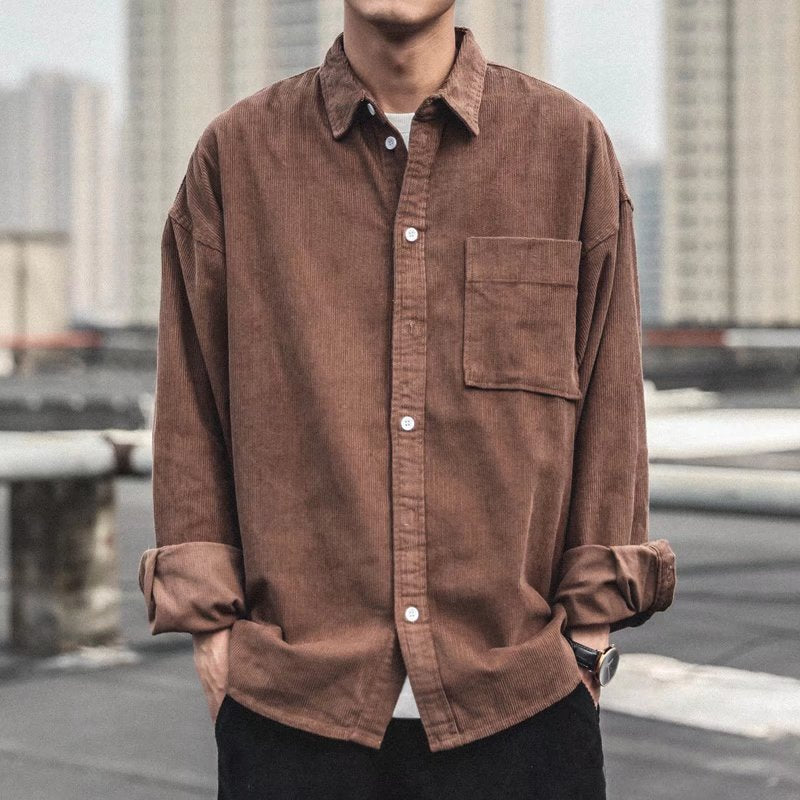 Retro Korean Casual Polyester Men's Daily Shirt