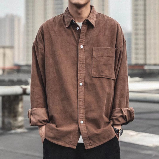 Retro Korean Casual Polyester Men's Daily Shirt