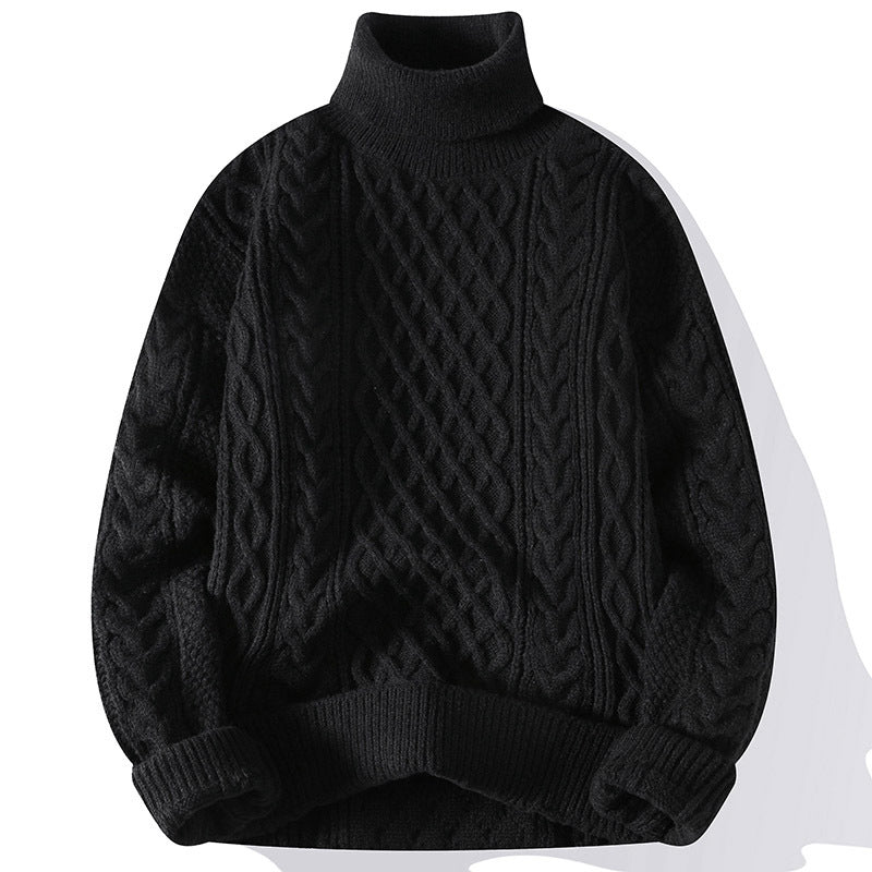 Vintage Jacquard Thick Turtleneck Sweater for Men
