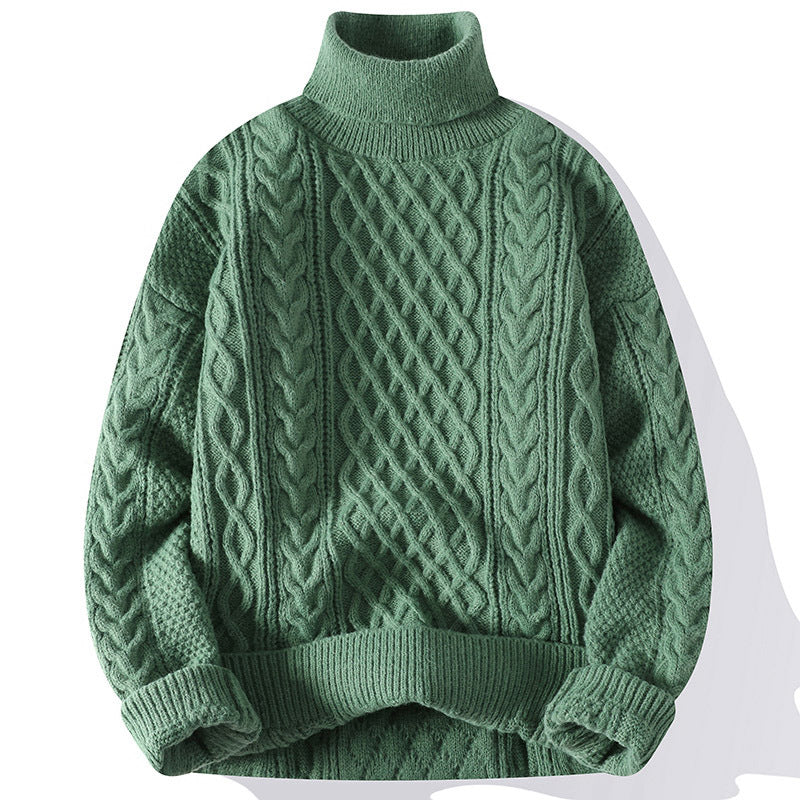 Vintage Jacquard Thick Turtleneck Sweater for Men