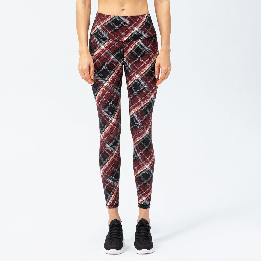 High Waist Houndstooth Yoga Pants for Women