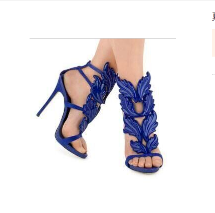 Leaf Women's Shoes with Colorful Wing Design and Rhinestones