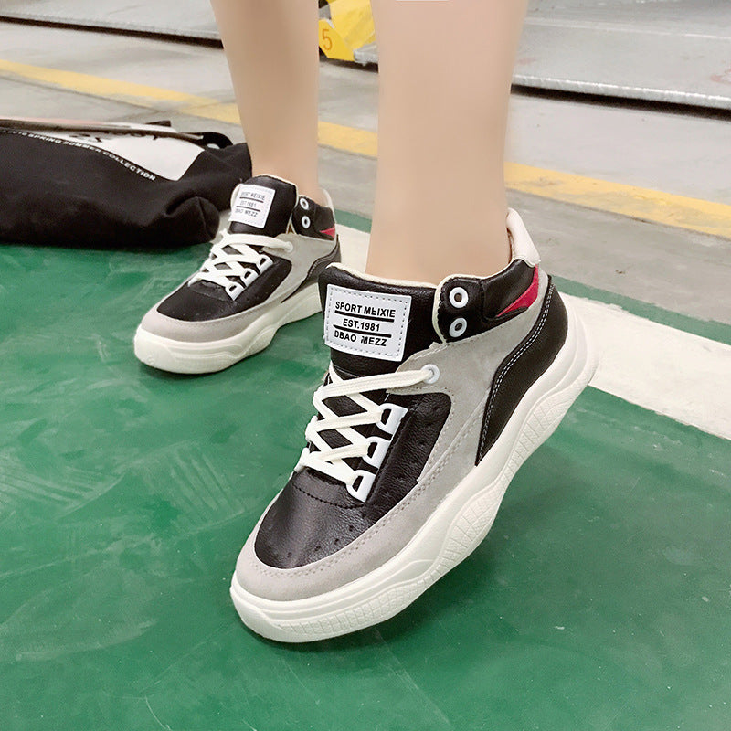 Trendy High-Top Women's Sneakers with Fur Lining
