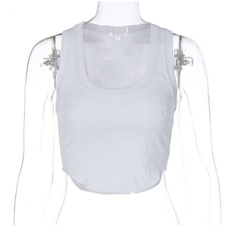 Irregular Curved Hem Stretch Sports Undershirt for Girls