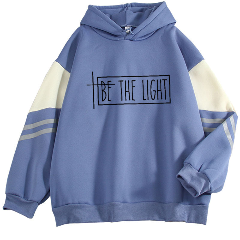 Trendy Plus Size Long-sleeved Color Block Hoodie for Women