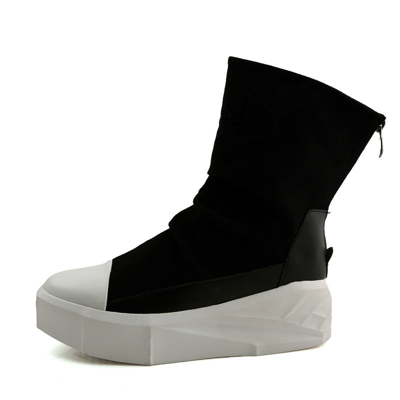 High-Waist Zipper Canvas Platform Boots