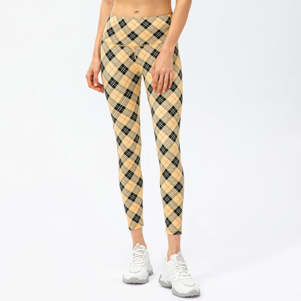 High Waist Houndstooth Yoga Pants for Women