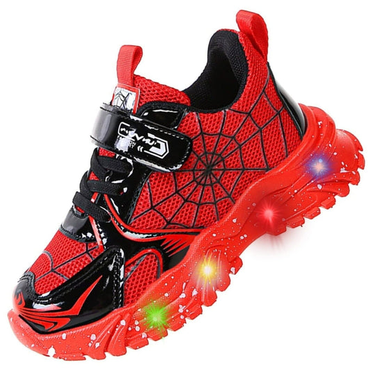 Jasmeko Kids Light Up Shoes Baby Toddler Boys Trainers Luminous Flashing Cartoon Athletic Running Sport Sneaker (13.5Random-Red)
