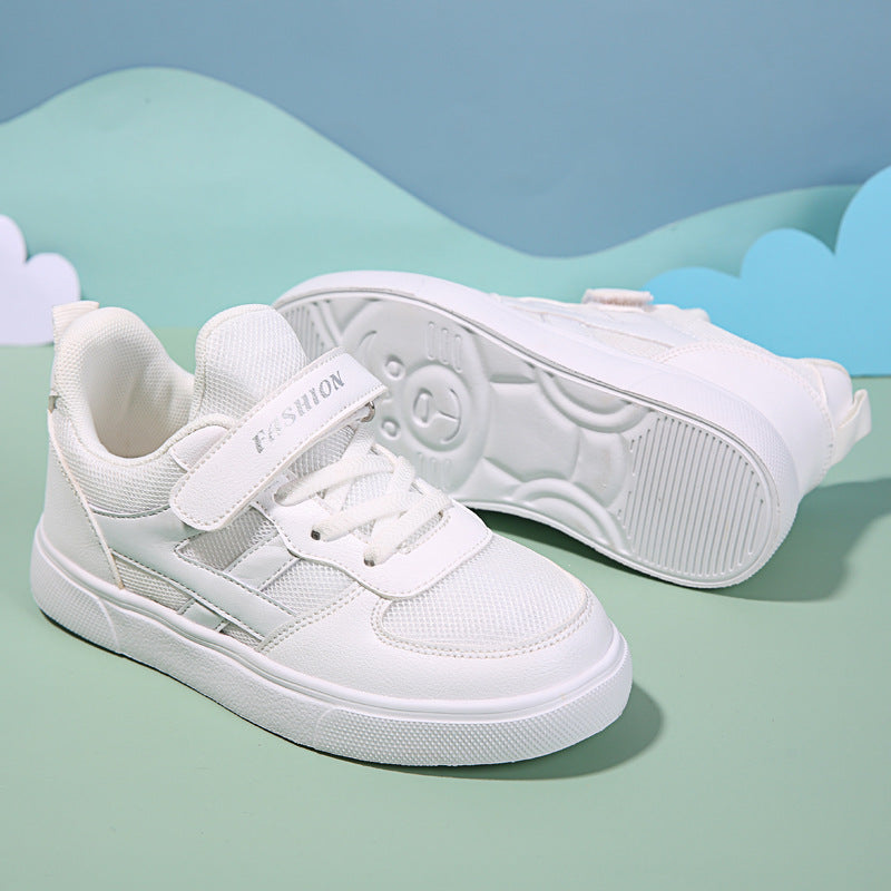 Campus Waterproof White Leather Sneakers for Kids