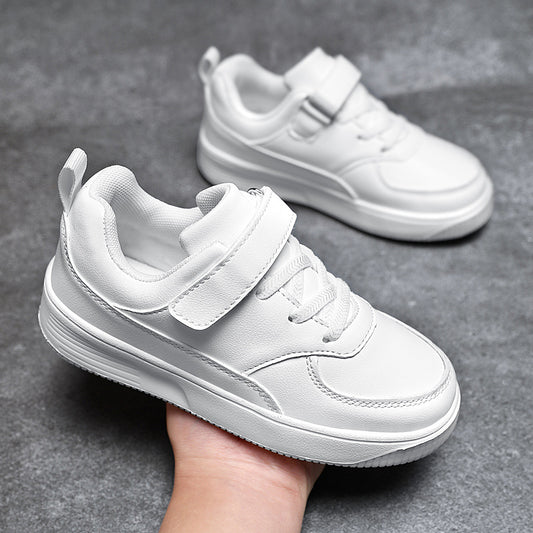 Campus Waterproof White Leather Sneakers for Kids