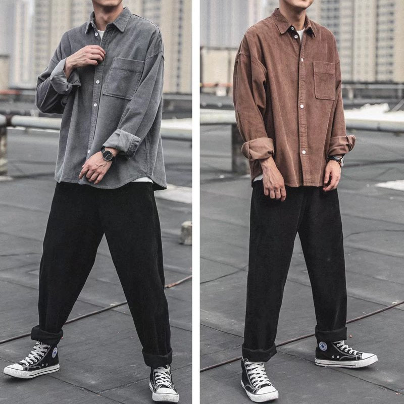 Retro Korean Casual Polyester Men's Daily Shirt