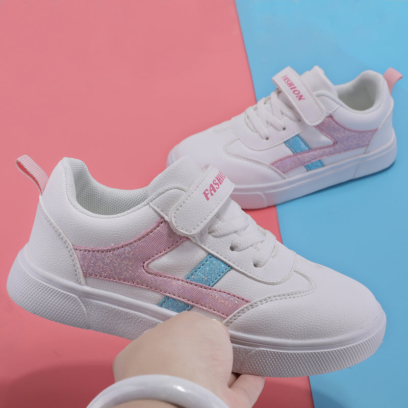 Campus Waterproof White Leather Sneakers for Kids