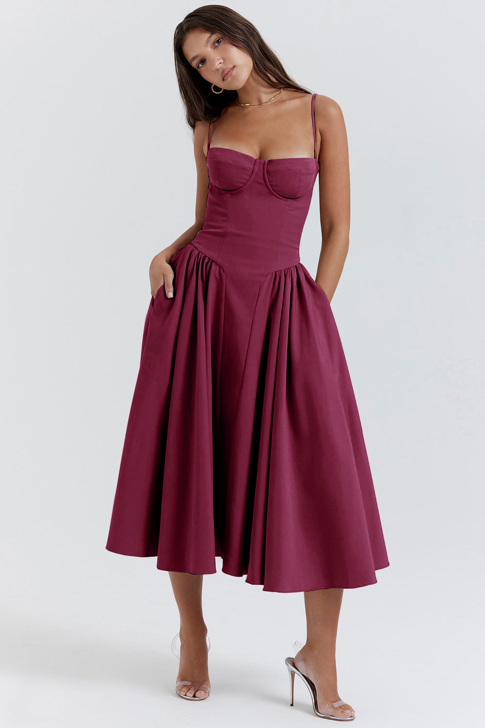Summer Amazon French Vintage Long Dress with Straps