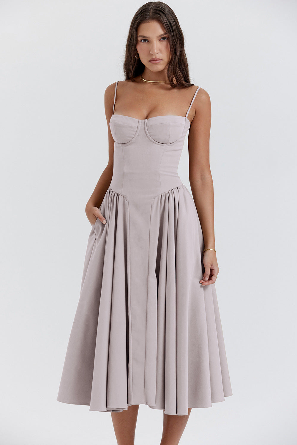 Summer Amazon French Vintage Long Dress with Straps