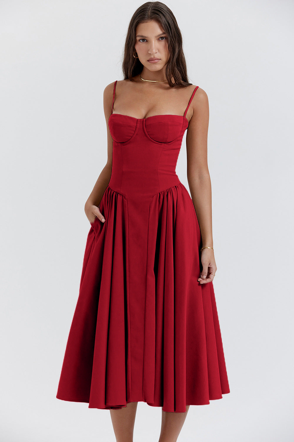 Summer Amazon French Vintage Long Dress with Straps