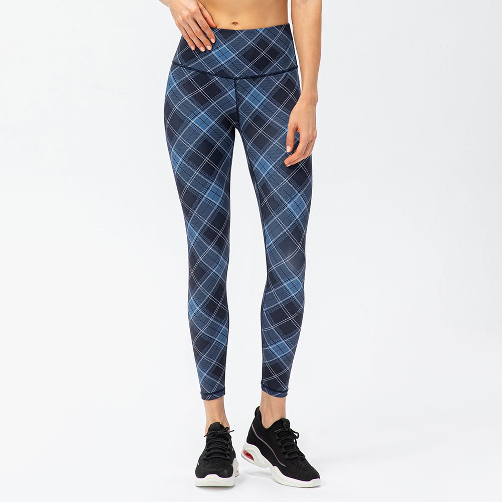 High Waist Houndstooth Yoga Pants for Women