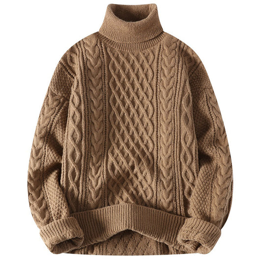 Vintage Jacquard Thick Turtleneck Sweater for Men