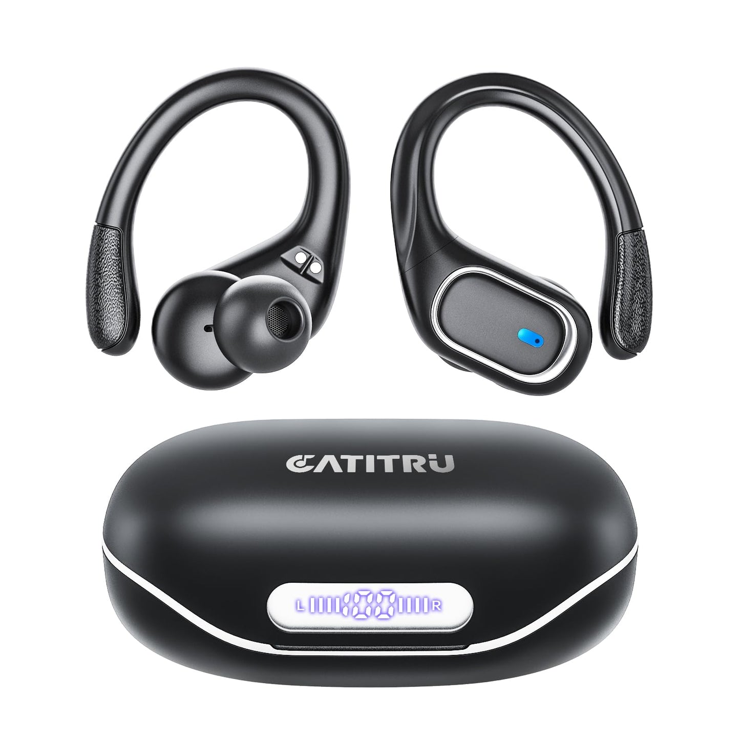 Wireless Earbuds Bluetooth Headphones 80Hrs Playtime Ear Buds IPX7 Waterproof Sports Earphones Wireless Charging Case Over-Ear Earhooks Headest