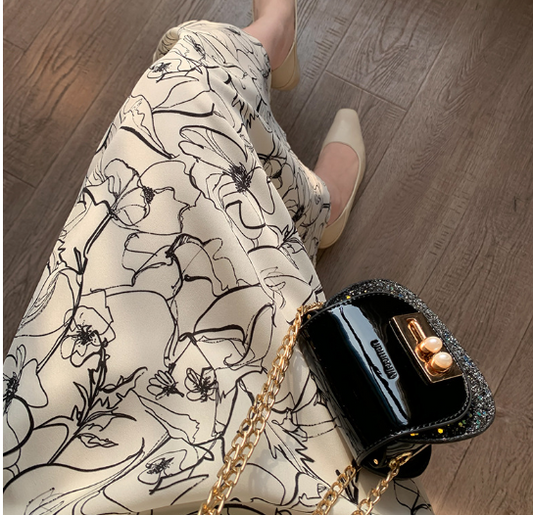 Sweet Flower Pattern Straight Skirt for Spring Summer