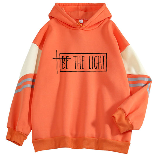 Trendy Plus Size Long-sleeved Color Block Hoodie for Women