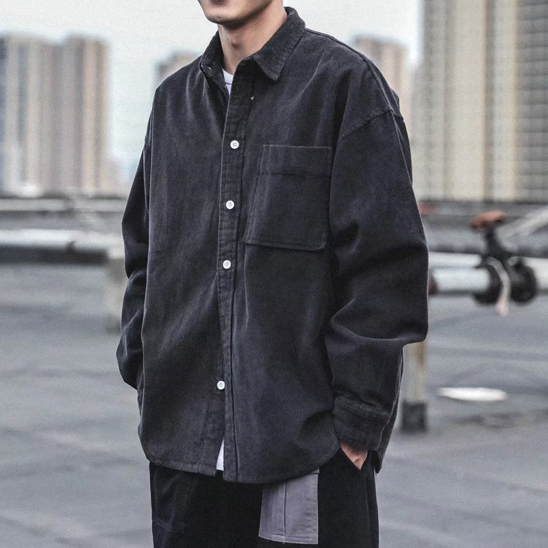 Retro Korean Casual Polyester Men's Daily Shirt